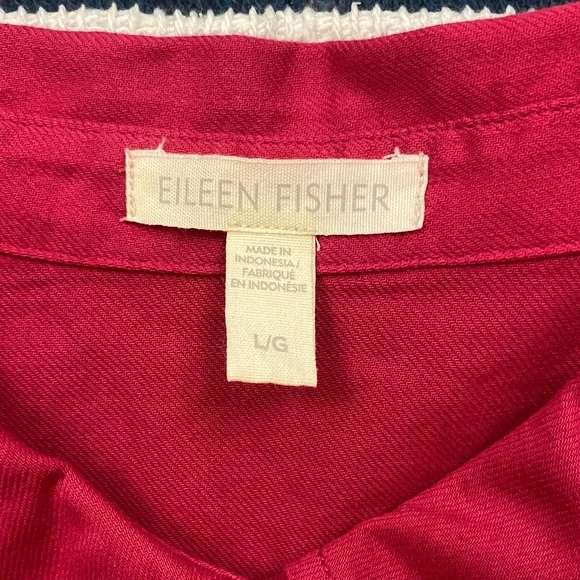 Eileen Fisher Pink Organic Cotton Twill Classic Collar Button Down Shirt Size L - Picture 3 of 12